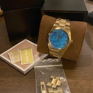 Unique Michael Kors gold watch with semi precious stone face
